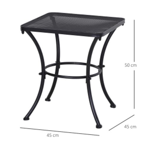 Table D’appoint De Jardin,table Basse Pour Balcon, Terrasse Et Jardin, Noir En Métal,