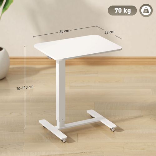 Bureau D'ordinateur - Bureau C-forme Assis-debout Avec Réglage En Hauteur Et Roulettes - Blanc
