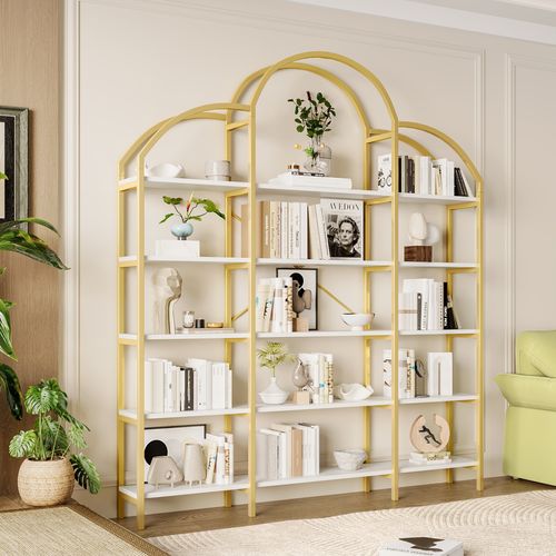 Vitrine De Collection Avec 5 étagères, Montage Requis, Pratique Et Stable, Or