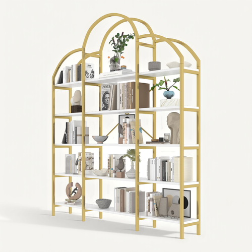 Vitrine De Collection Avec 5 étagères, Montage Requis, Pratique Et Stable, Or