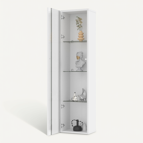 Vitrine Armoire De Rangement LED Multicolore, Télécommande/app, Pb Et Verre, Blanc
