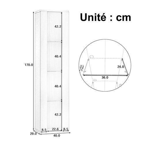 Vitrine Armoire De Rangement LED Multicolore, Télécommande/app, Pb Et Verre, Blanc