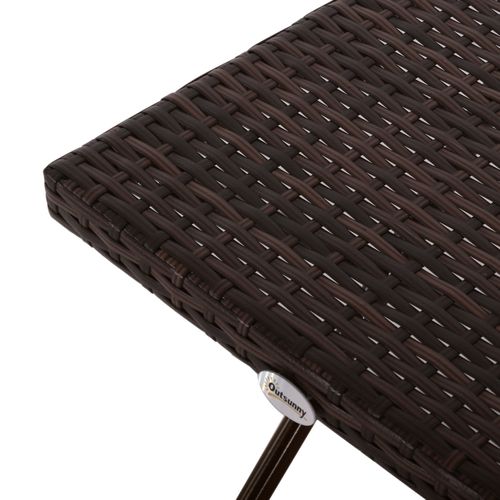 Table De Jardin Carrée 40×40 Cm Pliable En Polyrattan Et Métal Brun, Résistante Uv/météo