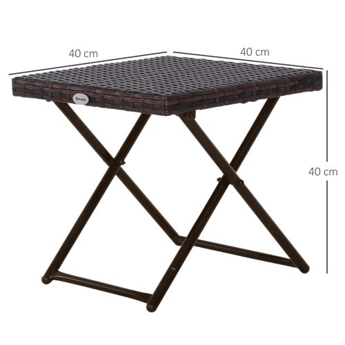 Table De Jardin Carrée 40×40 Cm Pliable En Polyrattan Et Métal Brun, Résistante Uv/météo
