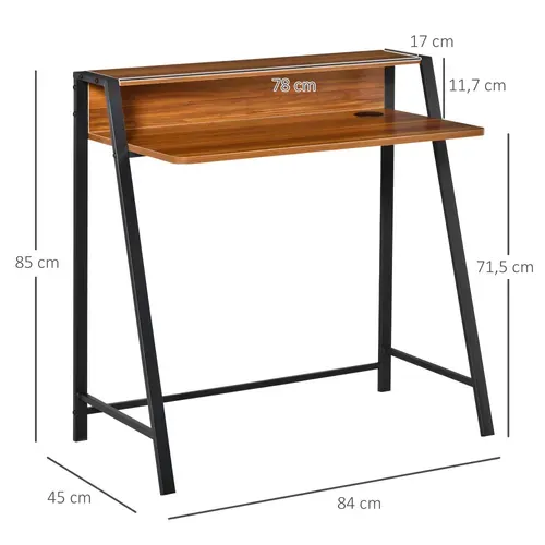 Bureau Pour Ordinateur - Plateau Avec Étagère Et Gestion Des Câbles - Noyer