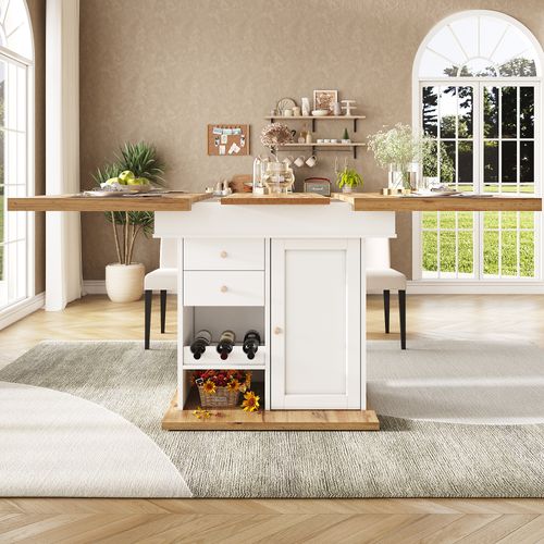 Table à Manger,table Pliante Extensible,casier à Vin Pour Cuisine, Meuble Multifonction,mdf,blanc