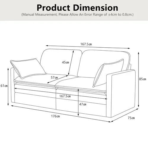 Canapé 2 Places - Design Minimaliste - Assise Douce Confortable - Velours Côtelé - Gris