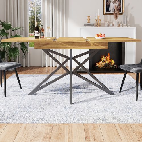 Table De Salle À Manger Extensible Avec Plateau Et Pieds Métalliques ...