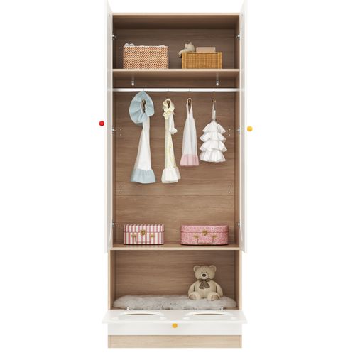 Penderie Enfant,armoire Avec Tringle Et Niche Chat, Ensemble Chambre Fonctionnel,mdf, Blanc