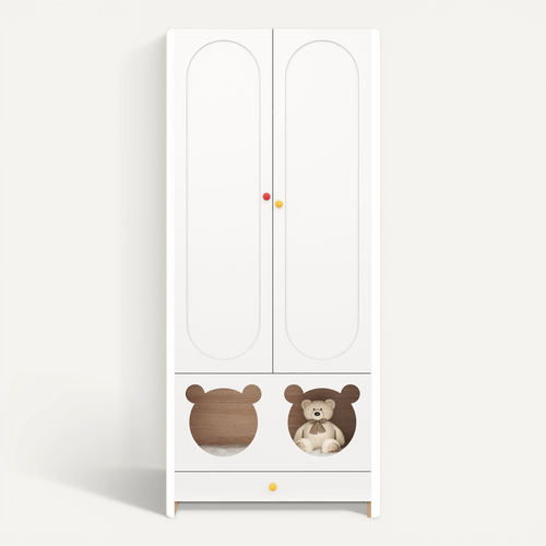 Penderie Enfant,armoire Avec Tringle Et Niche Chat, Ensemble Chambre Fonctionnel,mdf, Blanc