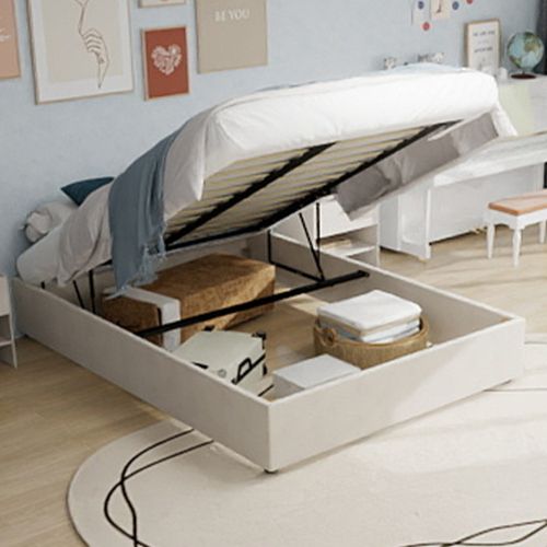 Banc Coffre 145x38x46 Cm Avec Rangement, Fonction Hydraulique, En Velours Côtelé, Beige - Banc - Bout de lit
