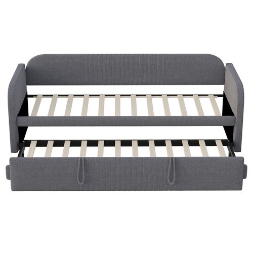 Lit Gigogne 90/180x190 - Banquette Extensible Avec Lit Tiroir Et Sommier à Lattes - Gris