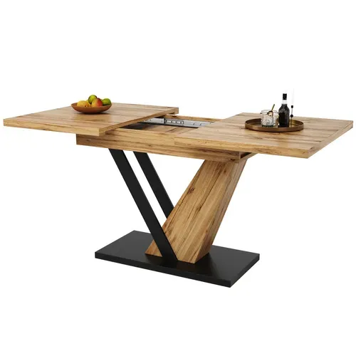 Table à Manger Extensible Rectangulaire 4 à 6personnes, Mdf, Pieds Métal Renforcés120-160cm
