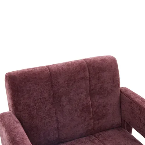 Fauteuil D’appoint - Accoudoirs - Assise Rembourrée -moderne Nordique - Chenille- Rouge Vineux