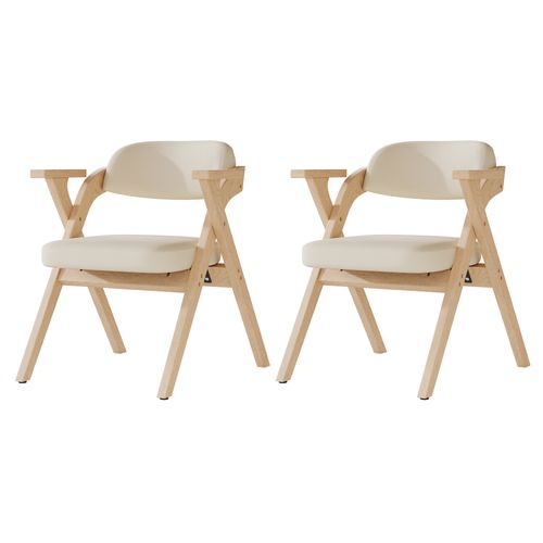 Chaise Pliable - Lot De 2 - Pratique Et Compacte - Facile à Ranger - Tissu Lin - Beige