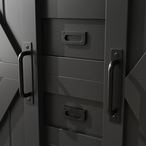 Buffet Haut - Vitrine - Portes Coulissantes - LED - Grande Capacité - Armoire Rangement - Mdf - Noir