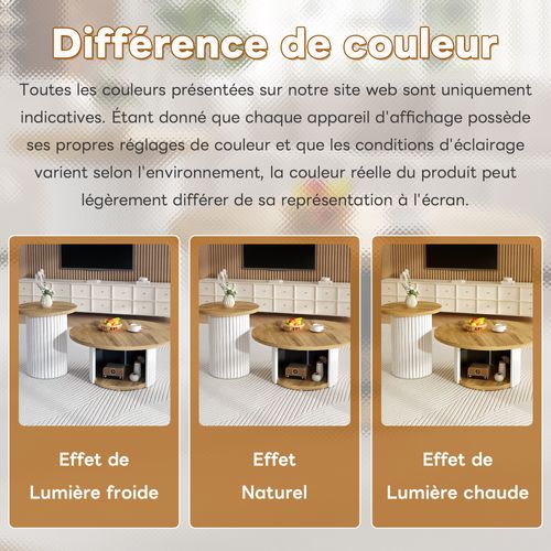 Table Basse - Lot De 2 Tables Gigognes - Avec Rangement - Mdf - Bois Naturel