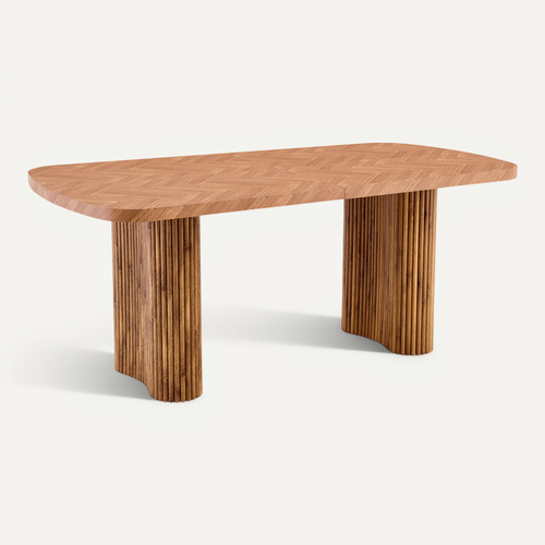 Table De Salle à Manger Avec Piètement Arche - Pour Salle à Manger Ou Bureau - En Mdf - Naturel