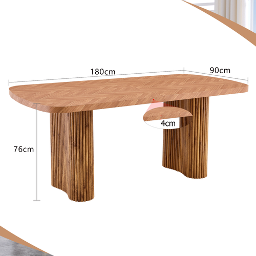 Table De Salle à Manger Avec Piètement Arche - Pour Salle à Manger Ou Bureau - En Mdf - Naturel