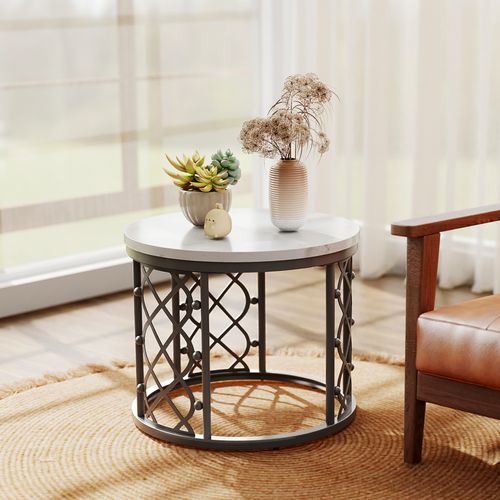 Tables Basses Gigognes - Lot De 2 - Design Moderne - Facile à entretenir - Moderne - Blanc Et Noir