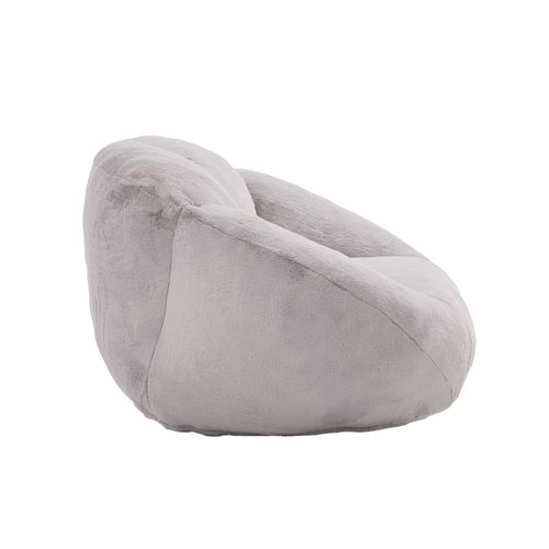 Fauteuil Pouf Bean Bag Avec Garnissage Mémoire De Forme - Tissu Velours Peluche - Gris Clair