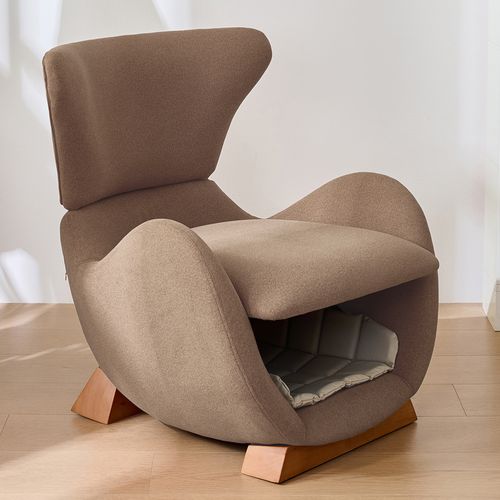 Fauteuil Fixe Avec Niche Sous L’assise, Tissu Anti-griffures, Contemporain, Marron