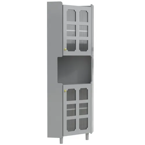 Armoire D'angle - Meuble D'entrée Avec Éclairage LED Et Rangement Pratique - Design Moderne - Gris