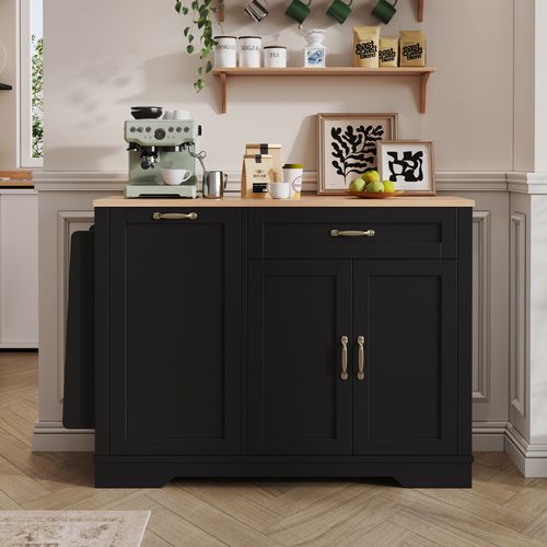 Buffet Moderne Avec 3 Portes Et 1 Tiroir, étagères Coulissantes, Pour Salon Ou Cuisine, Noir