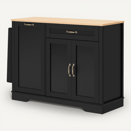 Buffet Moderne Avec 3 Portes Et 1 Tiroir, étagères Coulissantes, Pour Salon Ou Cuisine, Noir
