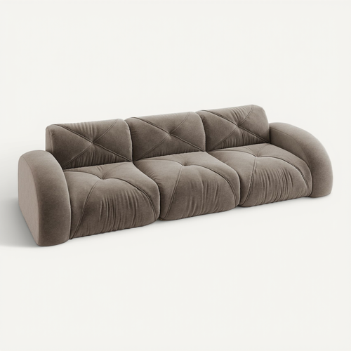 Canapé Compressé - Canapé Modulaire - 3 Places - Tissu Chenille Antidérapant - Confortable - Marron