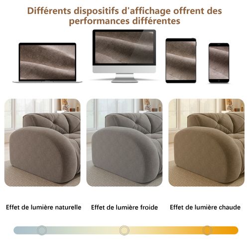 Canapé Compressé - Canapé Modulaire - 3 Places - Tissu Chenille Antidérapant - Confortable - Marron