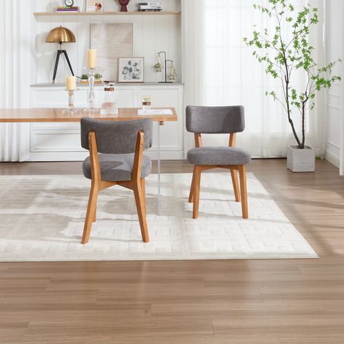 Lot De 2 Chaises De Salle à Manger, Dossier Ergonomique, Assise Rembourrée, Bois Gris
