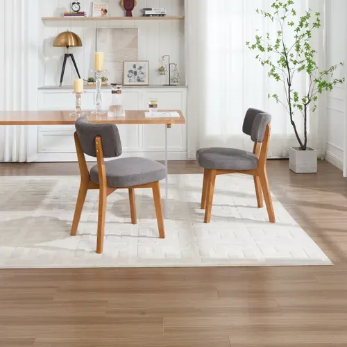 Lot De 2 Chaises De Salle à Manger, Dossier Ergonomique, Assise Rembourrée, Bois Gris