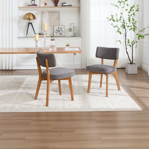 Lot De 2 Chaises De Salle à Manger, Dossier Ergonomique, Assise Rembourrée, Bois Gris
