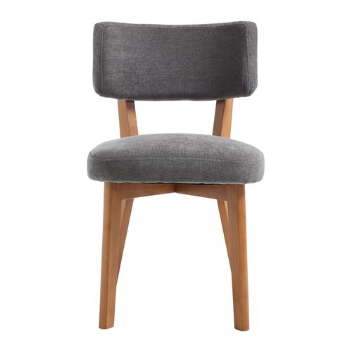 Lot De 2 Chaises De Salle à Manger, Dossier Ergonomique, Assise Rembourrée, Bois Gris