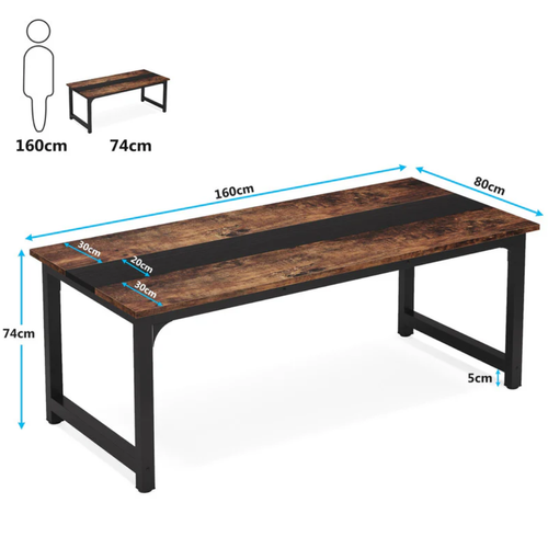 Bureau Droit Avec Large Plateau, Pour Bureau, Structure Stable, Métal