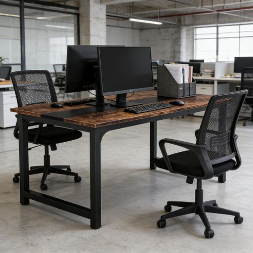 Bureau Droit Avec Large Plateau, Pour Bureau, Structure Stable, Métal