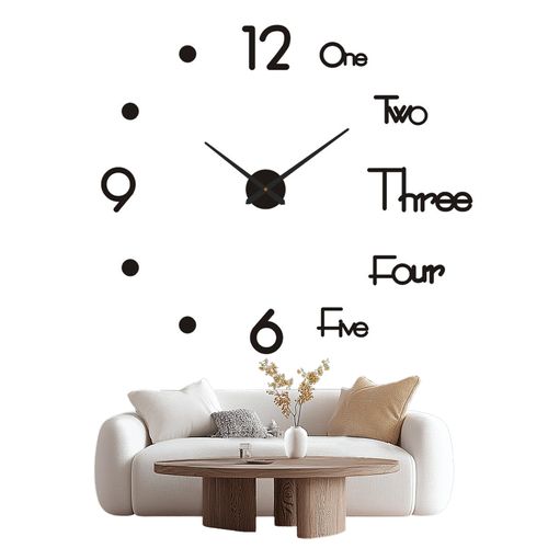 Horloge Murale 3d Moderne - Silencieuse -autocollante Décorative -maison, Bureau Ou Restaurant -noir