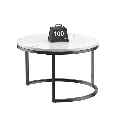 Tables Basses Gigognes - Lot De 2 - Table Basse Miniature - Gain De Place - Blanc