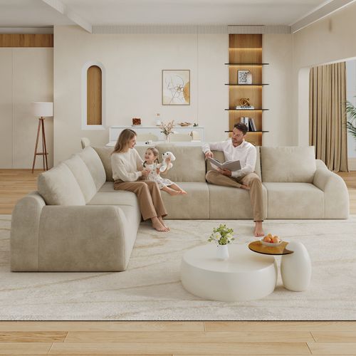 Canapé Compressé, Canapé D'angle Avec Cossins, Assise En Mousse Haute élasticité, Chenille, Kaki