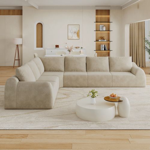 Canapé Compressé, Canapé D'angle Avec Cossins, Assise En Mousse Haute élasticité, Chenille, Kaki