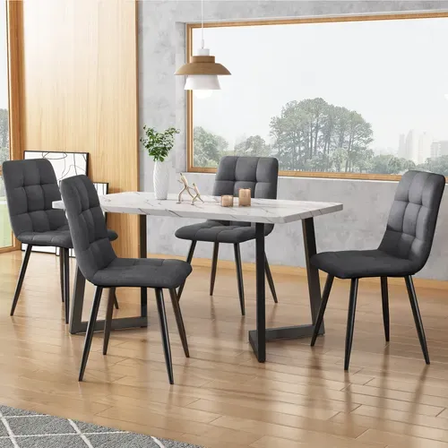 Chaise De Salle à Manger Grise Lot De 4 44 X 41 X 86 Cm Polyvalente