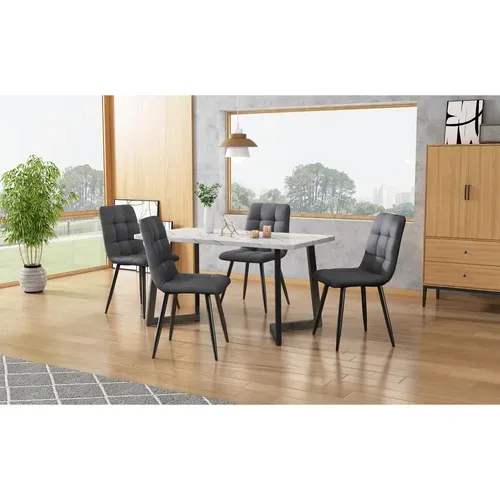 Chaise De Salle à Manger Grise Lot De 4 44 X 41 X 86 Cm Polyvalente