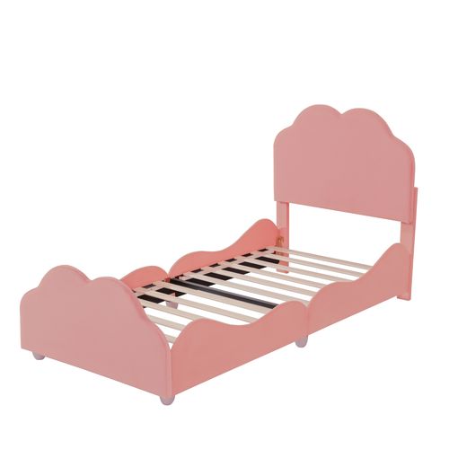 Lit Enfant Rembourré Rose 90x200 Cm Avec Barrière, Tissu Velours