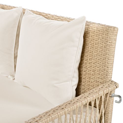 Balançoire De Jardin 113 Cm En Rotin Avec Coussins Amovibles Beige