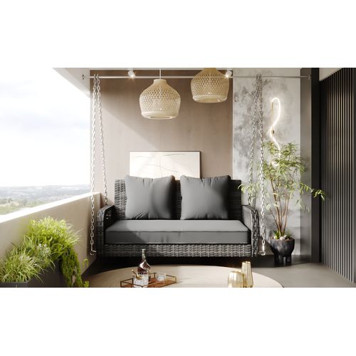 Balancelle De Jardin 113 Cm Avec Structure En Rotin Tressé, Grise