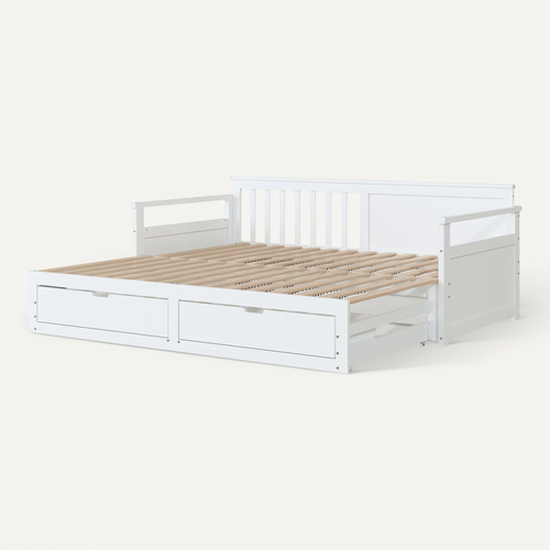 Lit Blanc 90/180 X 190 Avec Tiroirs Et Lit Gigogne, Convertible