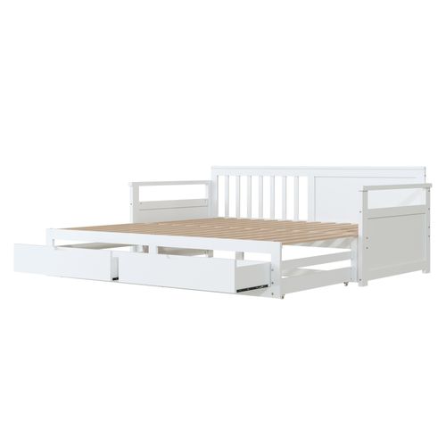 Lit Blanc 90/180 X 190 Avec Tiroirs Et Lit Gigogne, Convertible