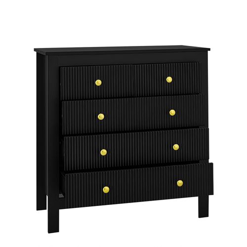 Commode Noire 5 Tiroirs 79 Cm Pour Rangement