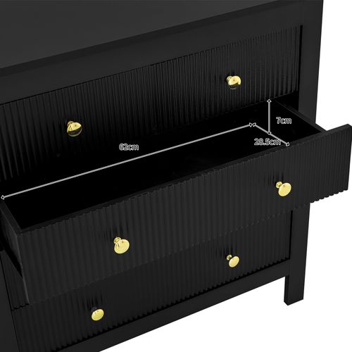 Commode Noire 5 Tiroirs 79 Cm Pour Rangement
